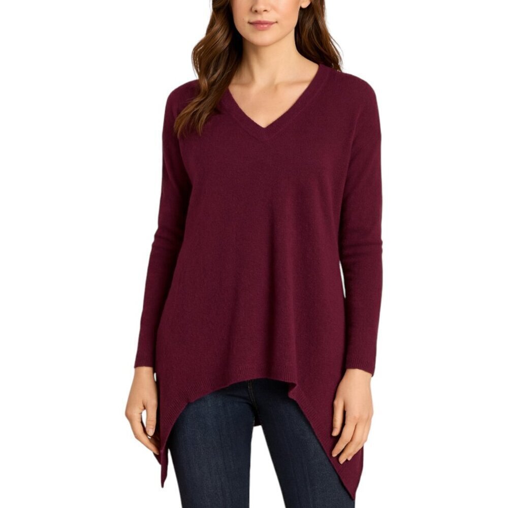 Lord & Taylor NWT 100% Cashmere Burgundy Pull Over Sweater Drape Detail Sz XS